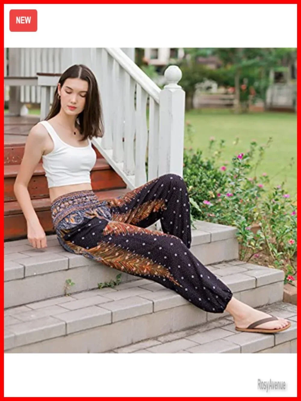 Smocked Waist Harem Hippie Boho Yoga Palazzo Casual Pants